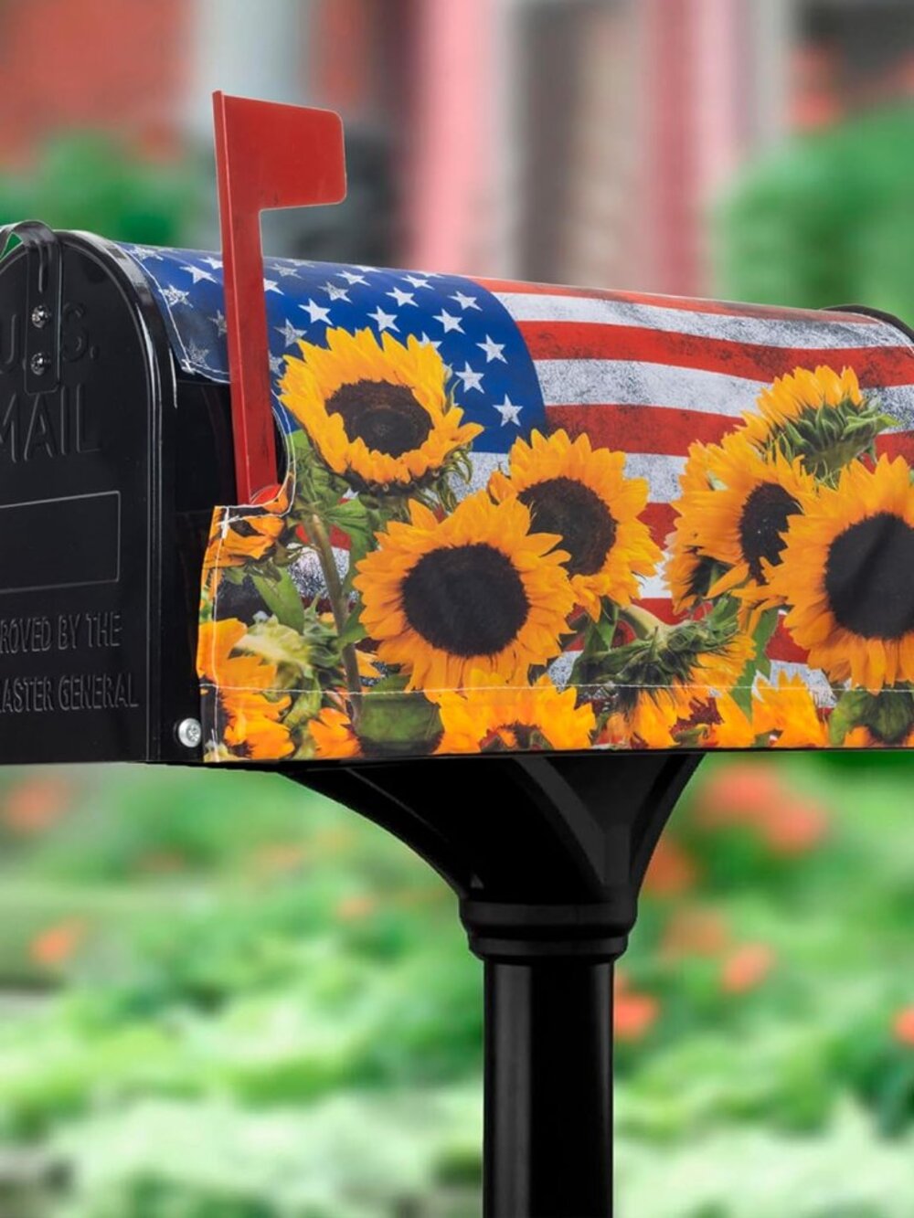 Patriotic Sunflower Magnetic Mailbox-Covers Spring-Summer American-Flag Mailbox-